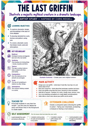 Chris Riddell Inspired Art Worksheet | The Last Griffin | Mythical ...