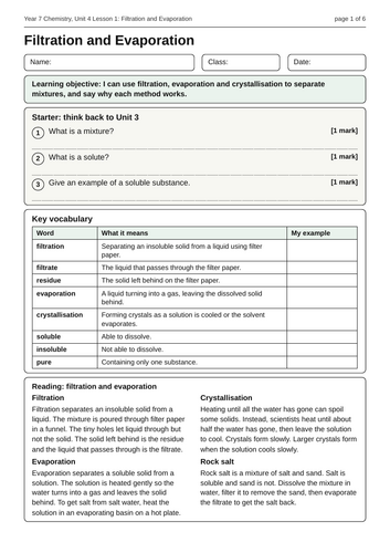 KS3 Chemistry Separating Mixtures Unit Bundle