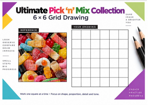 Ultimate Pick n Mix Grid Drawing Worksheet | Sweets Observational ...