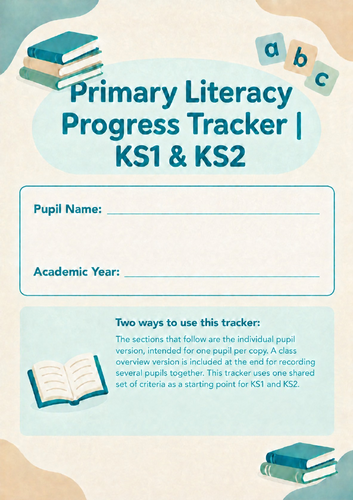 Editable Primary Literacy Progress Tracker | Reading, Writing, Phonics & Comprehension