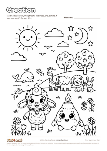 Creation story printables for EYFS and KS1