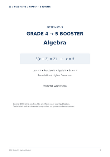3. Algebra Grade 4→5 Booster
