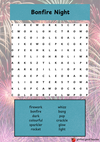Bonfire Night Themed Wordsearch