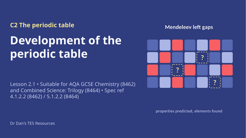 FREE C2.1 Development of the Periodic Table (AQA 1-9 GCSE Combined Trilogy & Separate Chemistry)