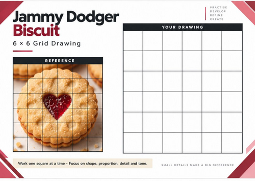Jammy Dodger Biscuit Grid Drawing Worksheet | Observational Art | KS3 & KS4