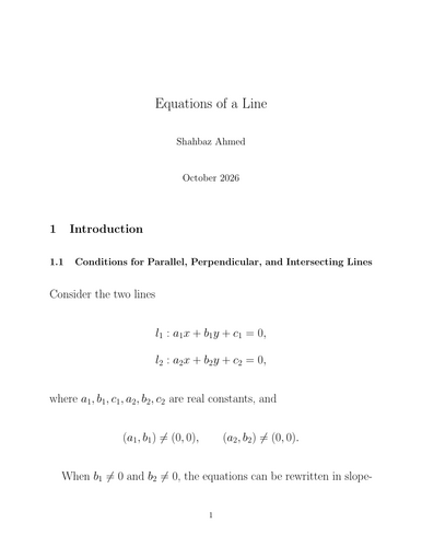 Equations of a Line