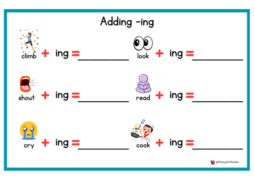 Adding the suffix -ing - KS1 Worksheets