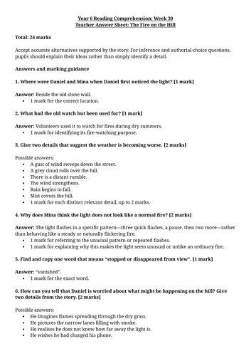 Year 6 Reading Comprehension Week 30 - Reading and Answers