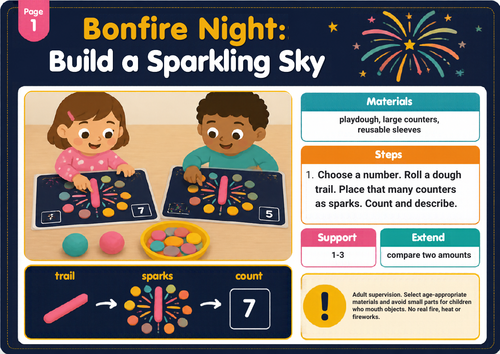 EYFS Bonfire Night Activities | Playdough, Counting & Fine Motor Mats