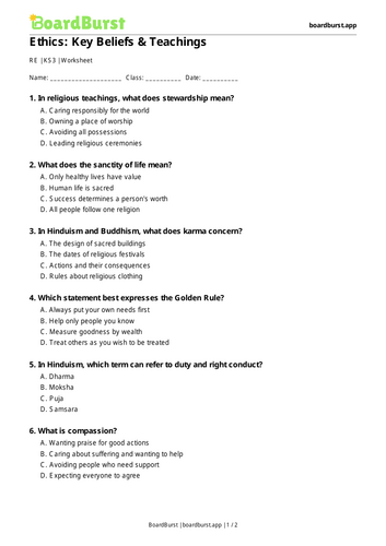 Ethics: Key Beliefs & Teachings