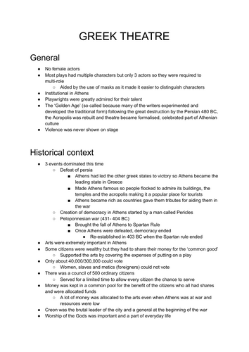 Greek Theatre - Key information