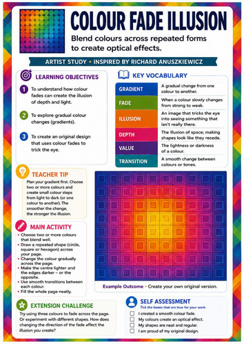 Richard Anuszkiewicz Colour Fade Illusion | Op Art Colour Gradients, Contrast & Geometric Design | K