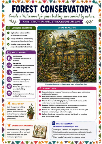 Forest Conservatory Art Worksheet | Nicole Gustafsson Inspired Botanical Architecture | KS3 Art