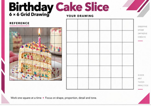 Celebration Food Grid Drawing Worksheets | 20 Art Activities | 6x6 Grid Drawing | KS3 & KS4 Observat