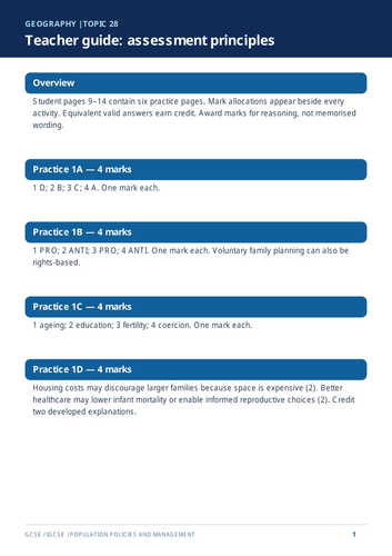 GCSE & IGCSE Geography – Population Policies and Management | Revision Workbook, Case Studies & Exam