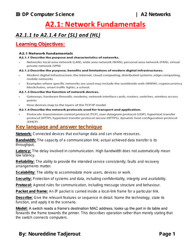 IBDP Computer Science : A2 Networks (SL/HL)