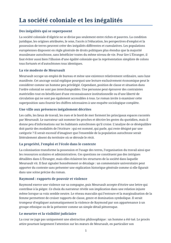 L’Étranger – Colonial Society and Inequality