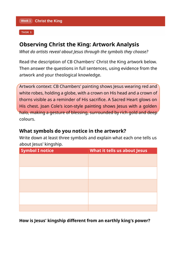 YEAR 4/Branch 2/RE/Prophecy and Promise/WEEK 1/Worksheets
