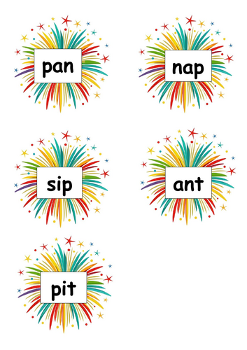 Bonfire Night  - satpin CVC word match