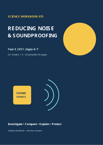 Year 2 Science: Reducing Noise and Soundproofing | KS1 Science Worksheets  25 Printable A4 Pages | K