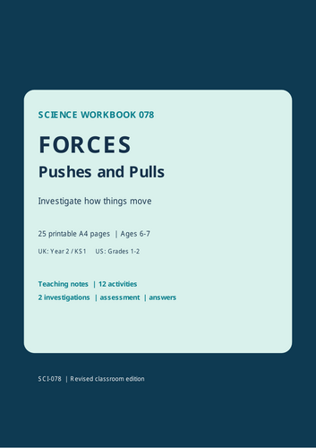 Year 2 Science: Forces, Pushes and Pulls | KS1 Science Workbook  25 Printable A4 Pages | KS1 | Year