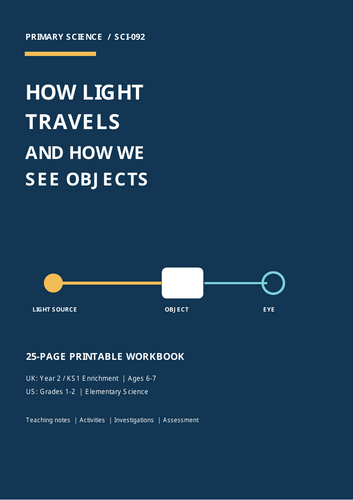 Year 2 Science: How Light Travels & How We See Objects | KS1 Science Worksheets  25 Printable A4 Pag
