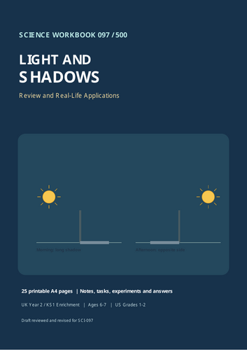 Year 2 Science: Light and Shadows Review | KS1 Science Worksheets, Investigations & Assessment  25 P