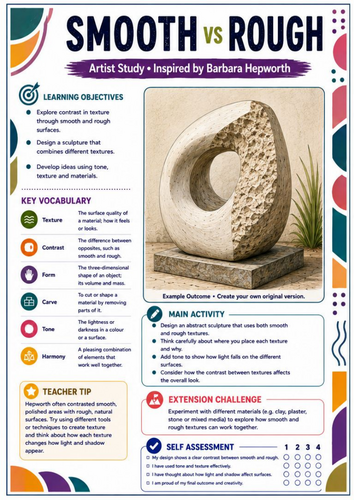 Barbara Hepworth Smooth vs Rough Sculpture Worksheet | KS3 Art ...