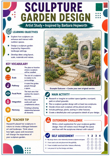 Barbara Hepworth Sculpture Garden Design Worksheet | KS3 Art | Outdoor Art & Landscape Design