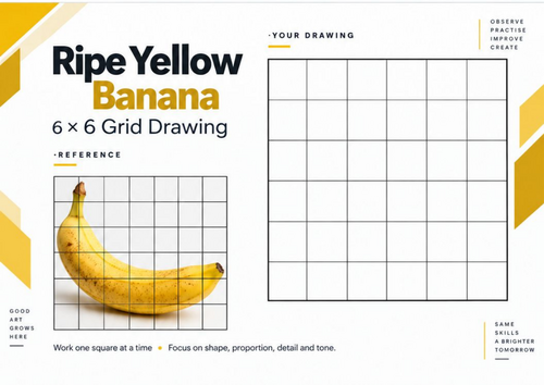 Banana Grid Drawing Worksheet | Fruit Observational Drawing & Shading | KS3 & KS4 Art