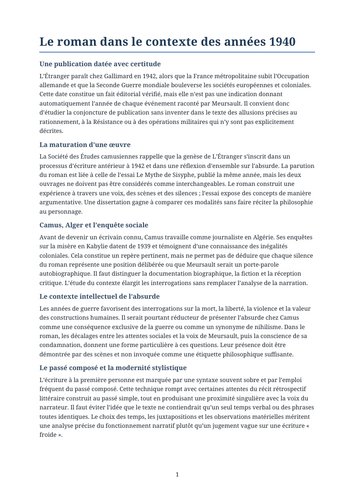 L’Étranger – The Novel in the Context of the 1940s