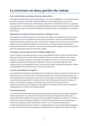 L’Étranger – The Novel’s Two-Part Structure