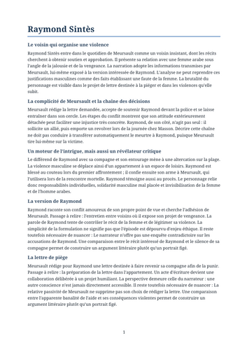 L’Étranger – Raymond Sintès