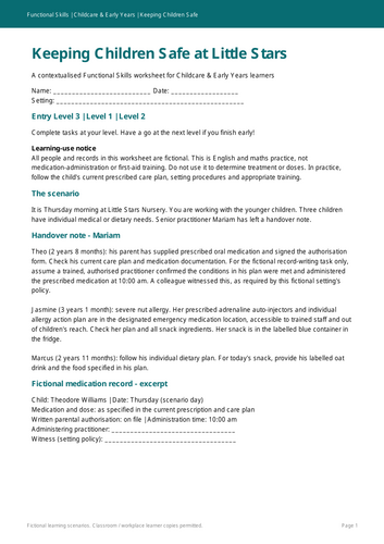 Functional Skills English & Maths: Childcare Medication & Allergies