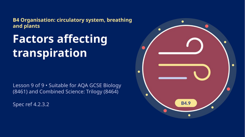 B4.9 Factors Affecting Transpiration (AQA 1-9 GCSE Combined Trilogy & Separate Biology)