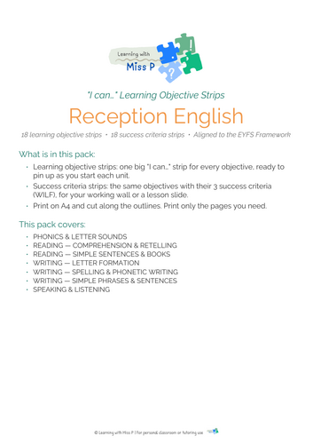 EYFS 'I CAN' Learning Objectives Strips