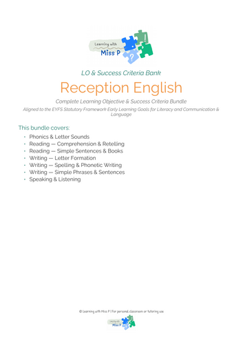 EYFS English LO/SC Bank