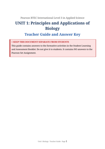 BTEC International Level 3 in Applied Science, Issue 1, September 2026