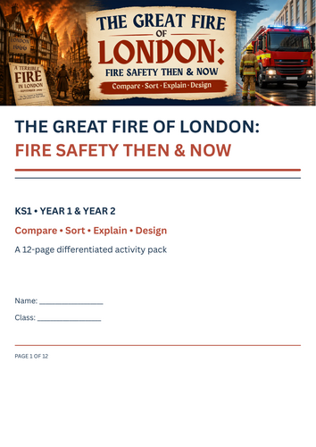 Great Fire of London – Fire Safety Then and Now | KS1 History Activities | Year 1 & 2