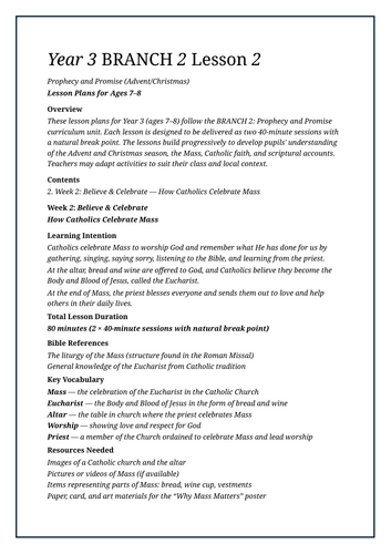 Year 3/Branch 2/RE/Prophecy and Promise/Week2/Lesson Plans