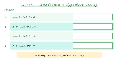 Hypothesis Testing - Poisson Distribution