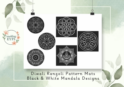 Diwali Rangoli Pattern Mats – Black & White Mandala Designs