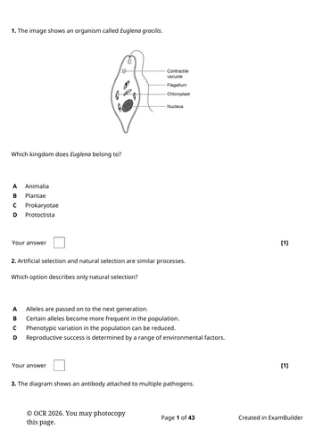 OCR A-Level Biology MCQs (all topics)