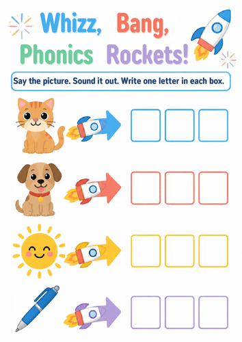 Bonfire Night - Phonics CVC Firework Rockets
