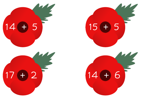 Poppy Addition Within 20 Matching Activity