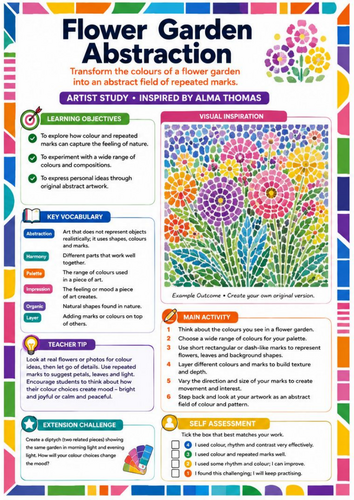 Alma Thomas Flower Garden Abstraction Worksheet | KS3 Art Nature & Pattern