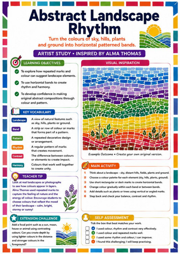 Alma Thomas Abstract Landscape Rhythm Worksheet | KS3 Art Landscape & Colour