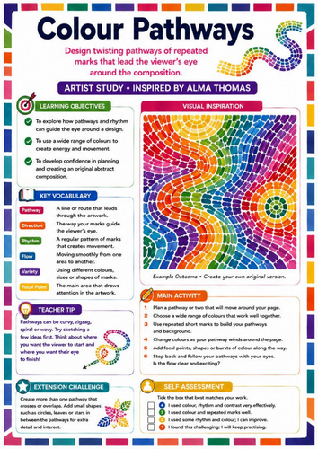 Alma Thomas Colour Pathways Worksheet | KS3 Art Rhythm, Movement & Abstract Pattern