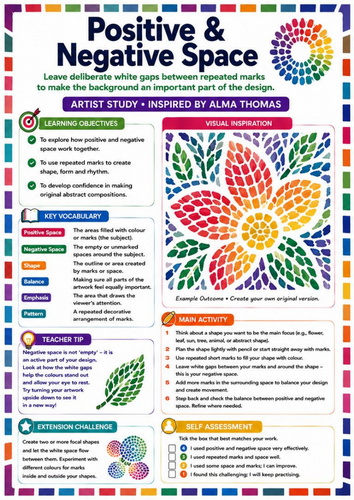 Alma Thomas Positive & Negative Space Worksheet | KS3 Art Composition & Pattern