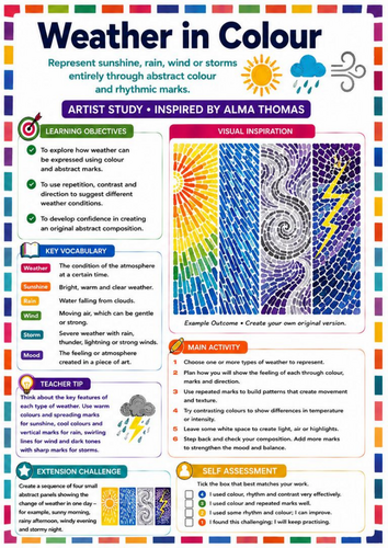 Alma Thomas Weather in Colour Worksheet | KS3 Art Abstract Weather & Colour Theory